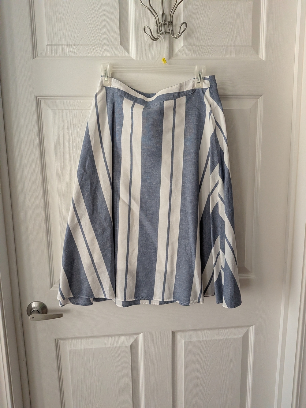 Soprano Striped A-Line Skirt in Blue and White